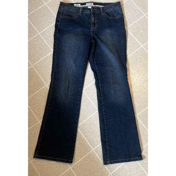 St Johns Bay Jeans Womens Petite Size 8P Petite Blue Stretch Boot Denim Pants - Picture 2 of 5